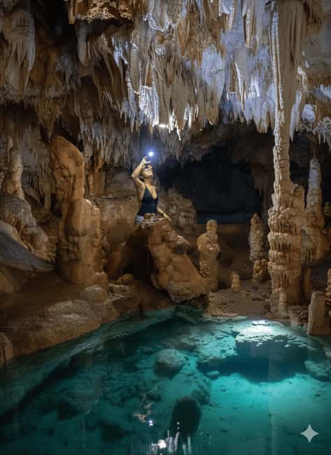 Deep Caves in Cabarete with Guided Tour and Swimming - Voodoo Cave Pool: swimming in a 25-meter underground spring