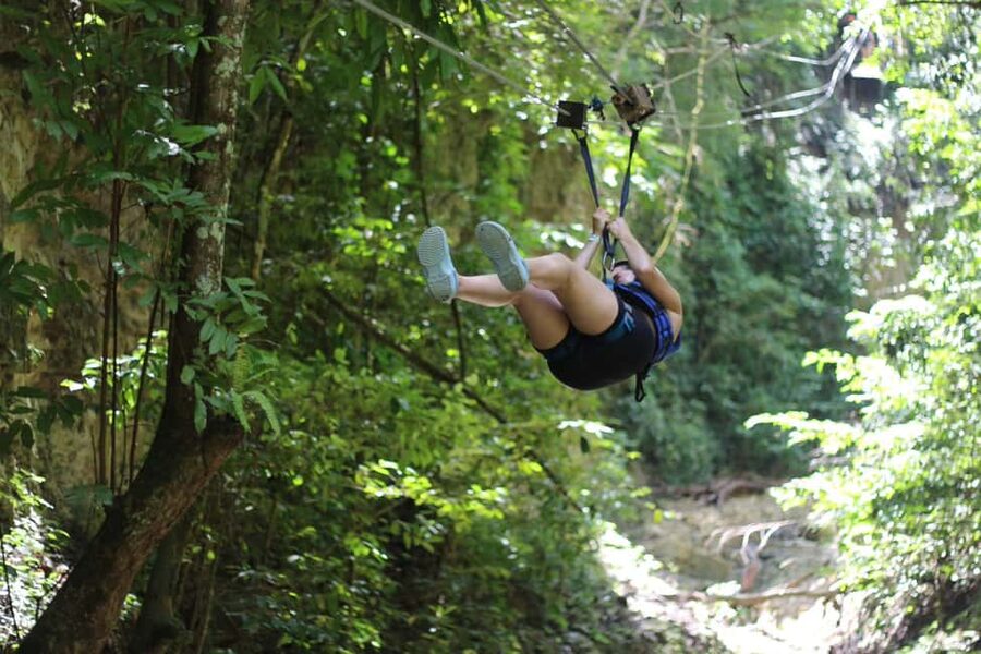 Puerto Plata/Amber Cove: Zipline and Waterfalls with Lunch - Descending to the seventh waterfall: rope bridges and nerve management